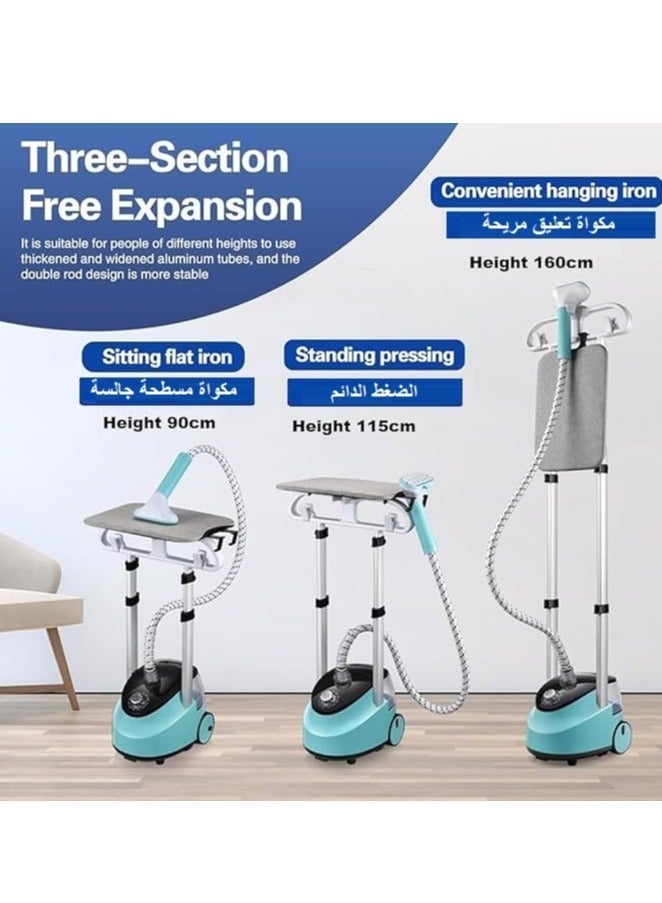 فايماي مكواة بخار للملابس، مكواة بخار عمودية بقوة 2000 واط، مكواة بخار قائمة مع ارتفاع قابل للتعديل ولوح كي مدمج، خزان مياه كبير، مكواة بخار، HD-688، لون أزرق - Image 3